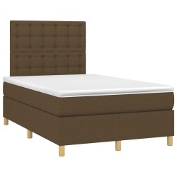 Sommier à lattes de lit et matelas marron foncé 120x190cm tissu 