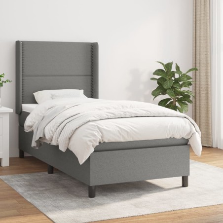 Sommier à lattes de lit avec matelas Gris foncé 80x200 cm Tissu 