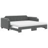 Lit de jour avec gigogne et matelas gris foncé 90x190 cm tissu 