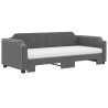 Lit de jour avec gigogne et matelas gris foncé 90x190 cm tissu 