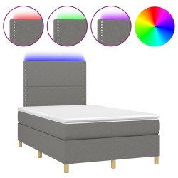 Sommier à lattes de lit matelas LED gris foncé 120x190 cm tissu 
