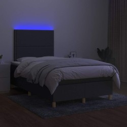 Sommier à lattes de lit matelas LED gris foncé 120x190 cm tissu 