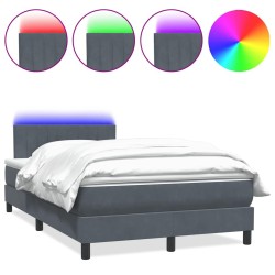 Sommier à lattes de lit et matelas gris foncé 120x210cm velours 