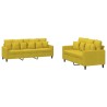 Ensemble de canapés 2 pcs avec coussins Jaune Velours 