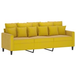 Ensemble de canapés 2 pcs avec coussins Jaune Velours 