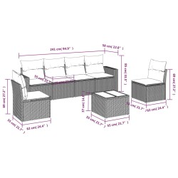 Salon de jardin avec coussins 7 pcs gris clair résine tressée 