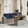 Salon de jardin 5 pcs avec coussins gris résine tressée 