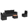 Salon de jardin 6 pcs avec coussins noir résine tressée 
