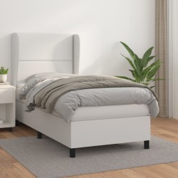 Sommier à lattes de lit avec matelas Blanc 90x190 cm Similicuir 
