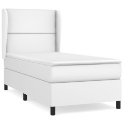Sommier à lattes de lit avec matelas Blanc 90x190 cm Similicuir 