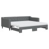 Lit de jour avec gigogne et matelas gris foncé 90x190 cm tissu 