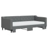 Lit de jour avec gigogne et matelas gris foncé 90x190 cm tissu 