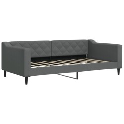 Lit de jour avec gigogne et matelas gris foncé 90x190 cm tissu 