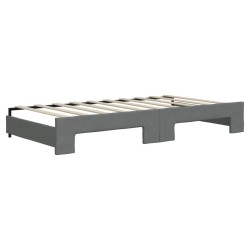 Lit de jour avec gigogne et matelas gris foncé 90x190 cm tissu 