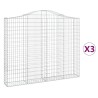 Paniers à gabions arqués 3 pcs 200x30x160/180 cm Fer galvanisé 