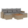 Salon de jardin avec coussins 7 pcs beige résine tressée 