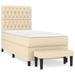 Sommier à lattes de lit avec matelas Crème 90x200 cm Tissu 