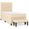 Sommier à lattes de lit avec matelas Crème 90x200 cm Tissu 