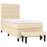 Sommier à lattes de lit avec matelas Crème 90x200 cm Tissu 