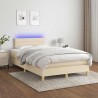 Sommier à lattes de lit matelas et LED crème 120x190 cm tissu 