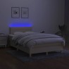 Sommier à lattes de lit matelas et LED crème 120x190 cm tissu 