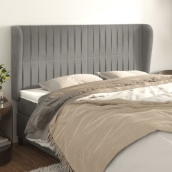 Tête de lit avec oreilles Gris clair 163x23x118/128 cm Velours 