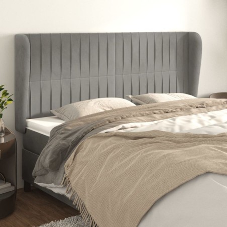 Tête de lit avec oreilles Gris clair 163x23x118/128 cm Velours 