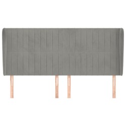 Tête de lit avec oreilles Gris clair 163x23x118/128 cm Velours 