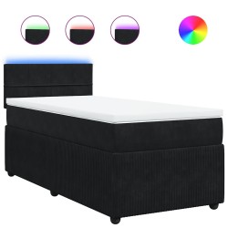 Sommier à lattes de lit avec matelas Noir 100x200 cm Velours 