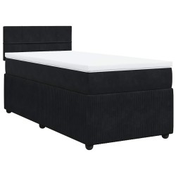 Sommier à lattes de lit avec matelas Noir 100x200 cm Velours 