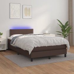 Sommier à lattes de lit avec matelas et LED Marron 120x200 cm 