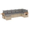Salon de jardin avec coussins 7 pcs beige résine tressée 