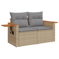 Salon de jardin avec coussins 7 pcs beige résine tressée 