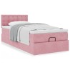 Cadre de lit ottoman avec matelas rose 90x200 cm velours 