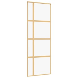 Porte coulissante doré 76x205 cm verre ESG clair et aluminium 
