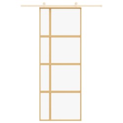 Porte coulissante doré 76x205 cm verre ESG clair et aluminium 
