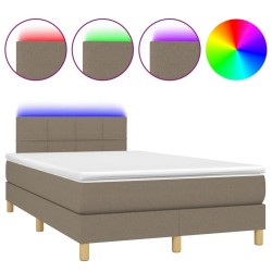 Sommier à lattes de lit matelas et LED taupe 120x190 cm tissu 