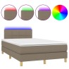 Sommier à lattes de lit matelas et LED taupe 120x190 cm tissu 