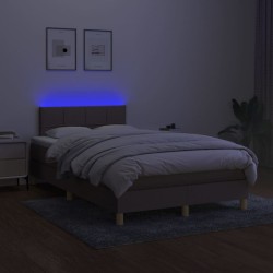 Sommier à lattes de lit matelas et LED taupe 120x190 cm tissu 