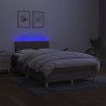 Sommier à lattes de lit matelas et LED taupe 120x190 cm tissu 