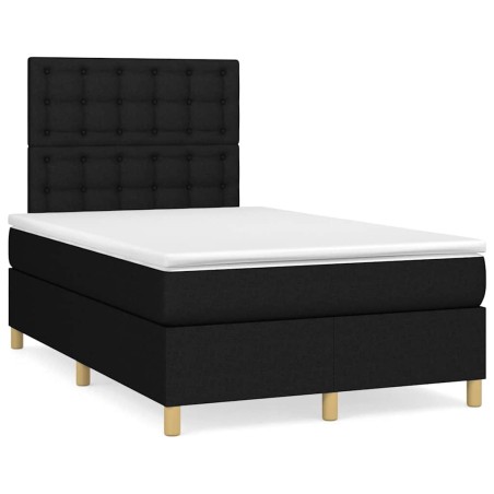 Sommier à lattes de lit avec matelas noir 120x190 cm tissu 