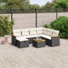 Salon de jardin 8 pcs avec coussins noir résine tressée 