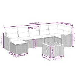 Salon de jardin 8 pcs avec coussins noir résine tressée 