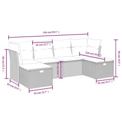 Salon de jardin avec coussins 6 pcs beige résine tressée 