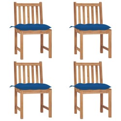Chaises de jardin lot de 4 avec coussins Bois de teck massif 