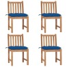 Chaises de jardin lot de 4 avec coussins Bois de teck massif 