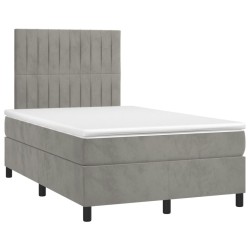 Sommier à lattes de lit et matelas gris clair 120x190cm velours 