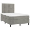 Sommier à lattes de lit et matelas gris clair 120x190cm velours 