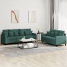 Ensemble de canapés 2 pcs avec coussins Vert foncé Velours 
