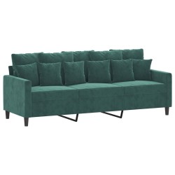 Ensemble de canapés 2 pcs avec coussins Vert foncé Velours 